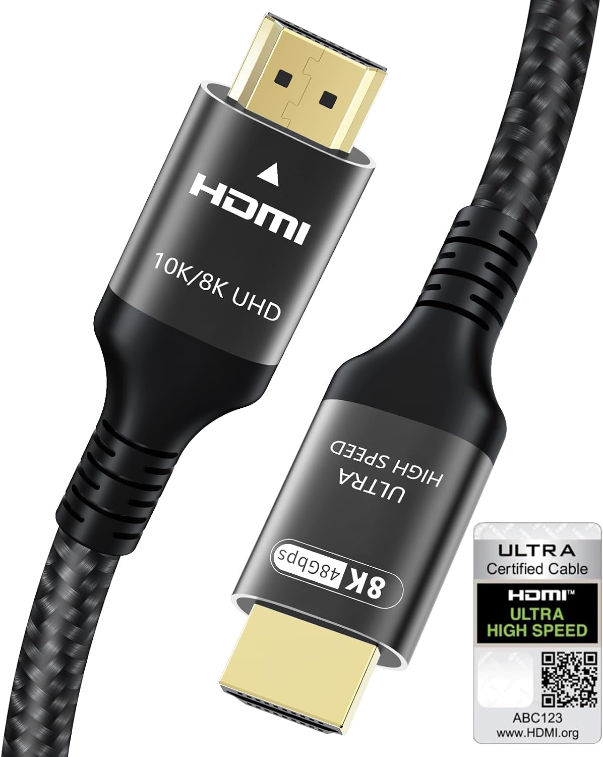 Certified 10K 8K 4K HDMI 2.1 Cable 10FT, 48Gbps Ultra High Speed HDMI (B098T3V6W5)