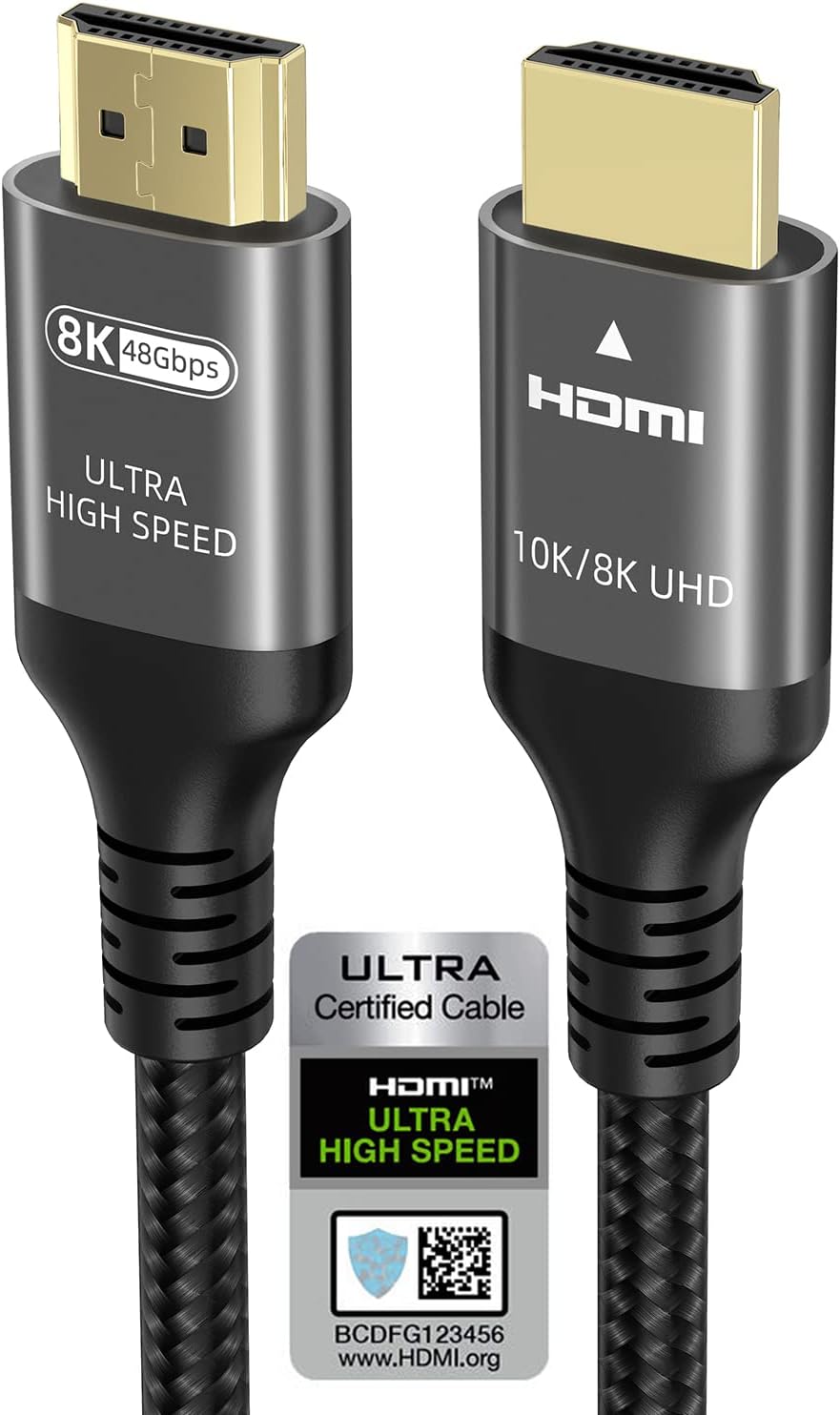 10K 8K 4K HDMI to HDMI Cable 5FT, Certified Ultra High Speed Cord (B0CL2GD64Y)